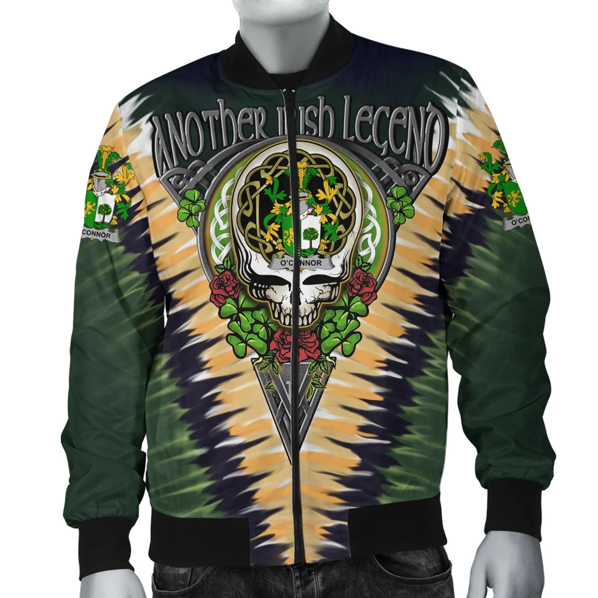 Connor or O'Connor (Sligo) Ireland Bomber Jacket - GD Irish Legend Shamrock V Tie-Dye A7 Bomber Jacket Connor or O'Connor (Sligo) Ireland Bomber Jacket - GD Irish Legend Shamrock V Tie-Dye A7 Bomber Jacket
