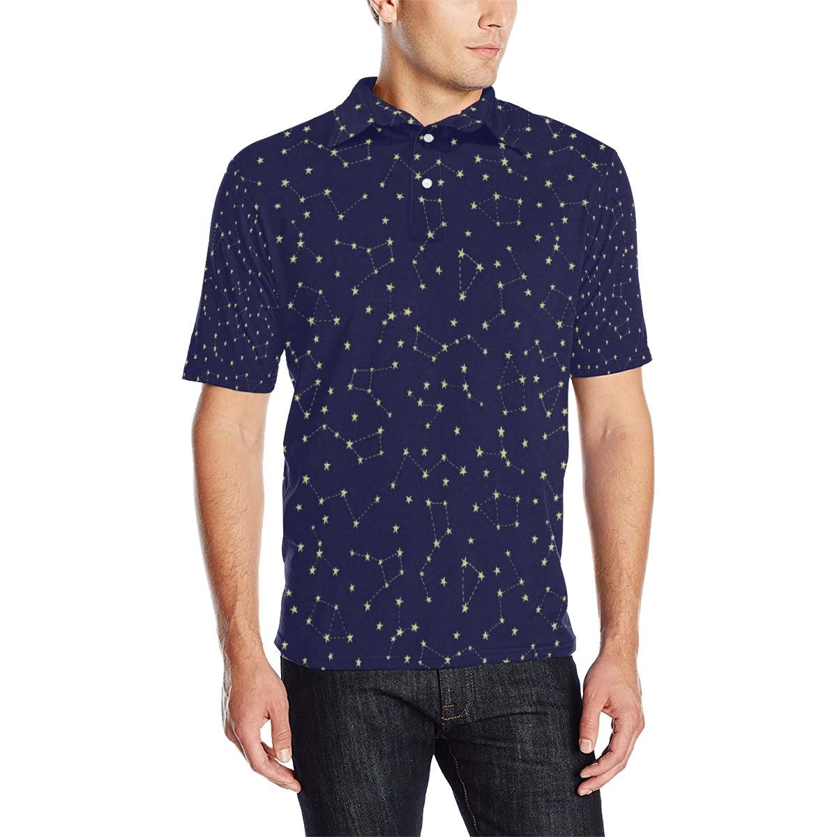 Constellation Pattern Print Design 02 Men Polo Shirt Constellation Pattern Print Design 02 Men Polo Shirt