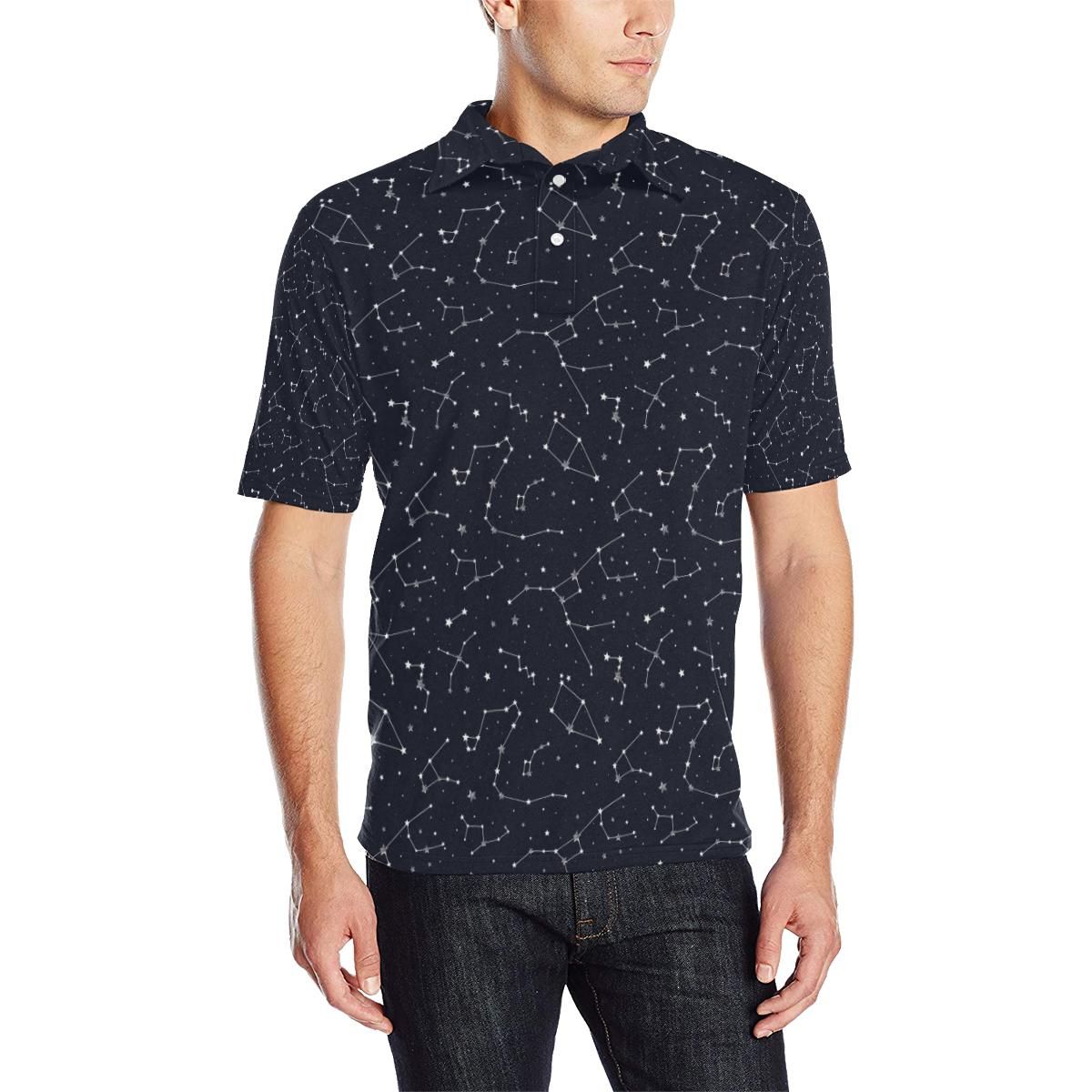 Constellation Pattern Print Design 03 Men Polo Shirt Constellation Pattern Print Design 03 Men Polo Shirt