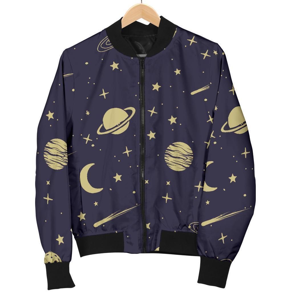 Constellation Pattern Print Women Casual Bomber Jacket Constellation Pattern Print Women Casual Bomber Jacket