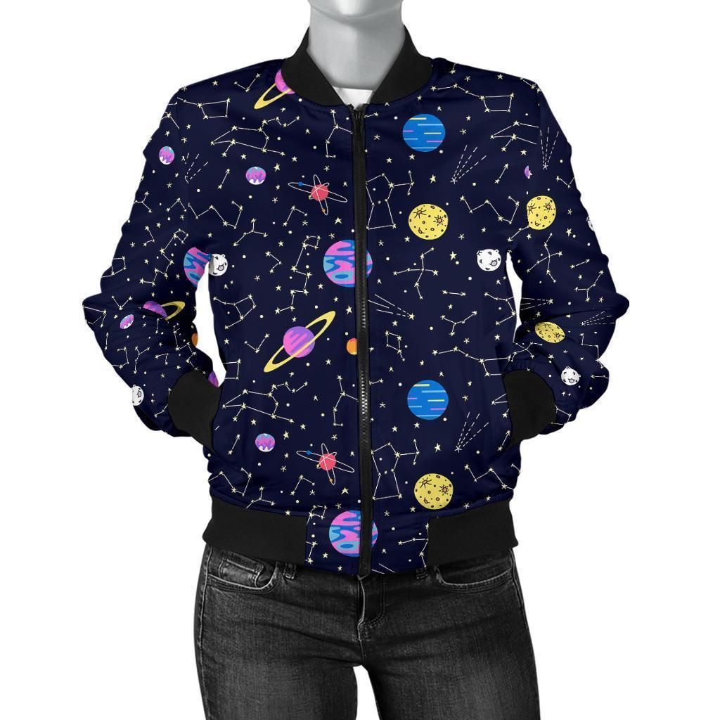 Constellation-Planet-Print-Pattern-Women-Casual-Bomber-Jacket-1