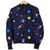Constellation Planet Print Pattern Women Casual Bomber Jacket