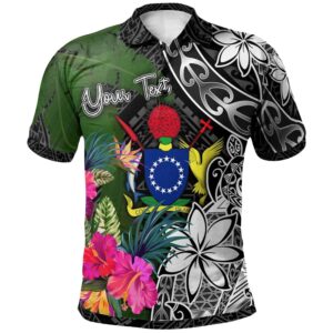 Cook Islands Custom Personalised Polo Shirt - Turtle Plumeria Banana Leaf - BN11