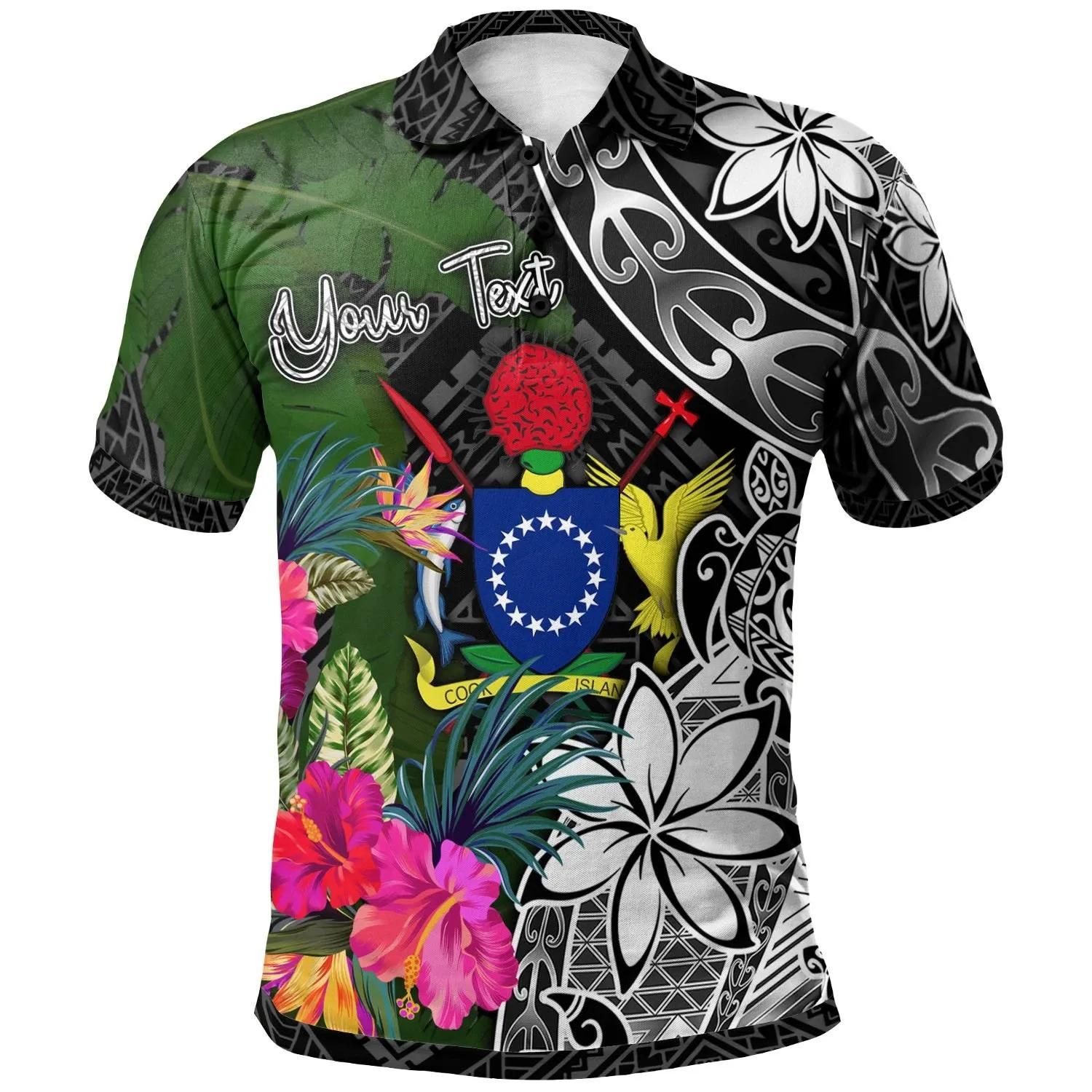 Cook Islands Custom Personalised Polo Shirt - Turtle Plumeria Banana Leaf - BN11 Cook Islands Custom Personalised Polo Shirt - Turtle Plumeria Banana Leaf - BN11