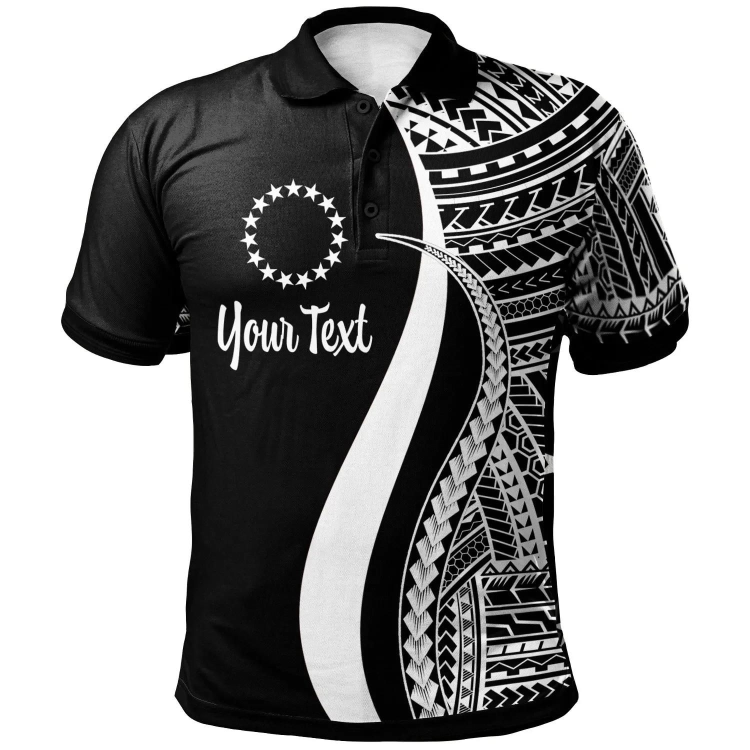Cook Islands Custom Personalised Polo Shirt White - Polynesian Tentacle Tribal Pattern - BN11 Cook Islands Custom Personalised Polo Shirt White - Polynesian Tentacle Tribal Pattern - BN11
