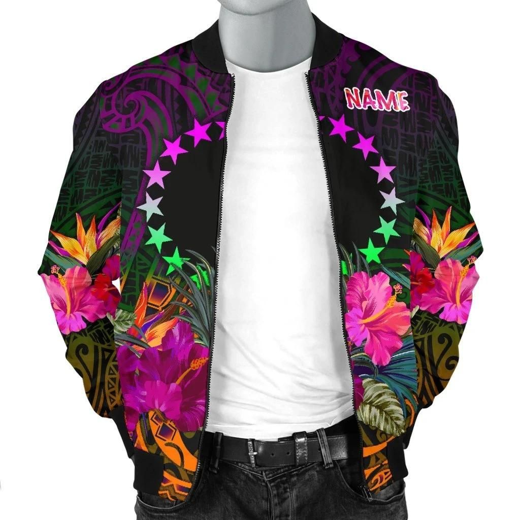 Cook-Islands-Personalised-Polynesian-Mens-Bomber-Jacket-Summer-Hibiscus-BN15-Bomber-Jacket-2