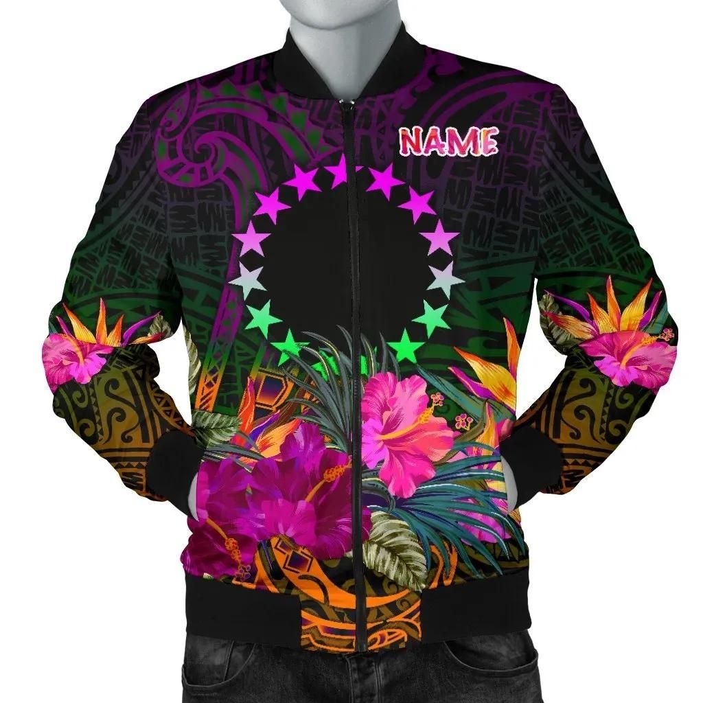 Cook Islands Personalised Polynesian Men's Bomber Jacket - Summer Hibiscus - BN15 Bomber Jacket Cook Islands Personalised Polynesian Men's Bomber Jacket - Summer Hibiscus - BN15 Bomber Jacket