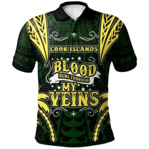Cook Islands Polo Shirt - Blood Runs Through My Veins Style Flag - BN39
