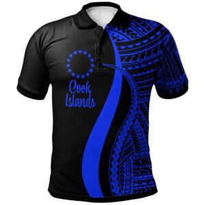 Cook Islands Polo Shirt Blue - Polynesian Tentacle Tribal Pattern - BN11
