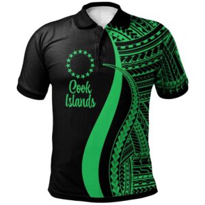 Cook Islands Polo Shirt Green - Polynesian Tentacle Tribal Pattern - BN11