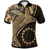 Cook Islands Polo Shirt - Humpback Whale & Coat of Arms Gold - BN1922