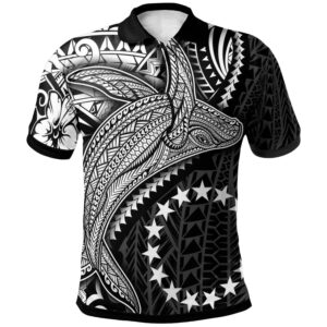 Cook Islands Polo Shirt - Humpback Whale & Coat of Arms White - BN1922