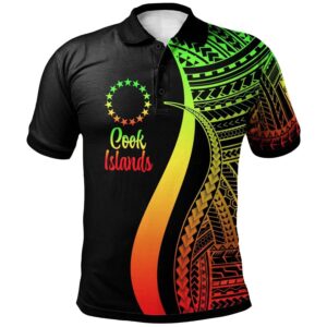 Cook Islands Polo Shirt Reggae - Polynesian Tentacle Tribal Pattern - BN11
