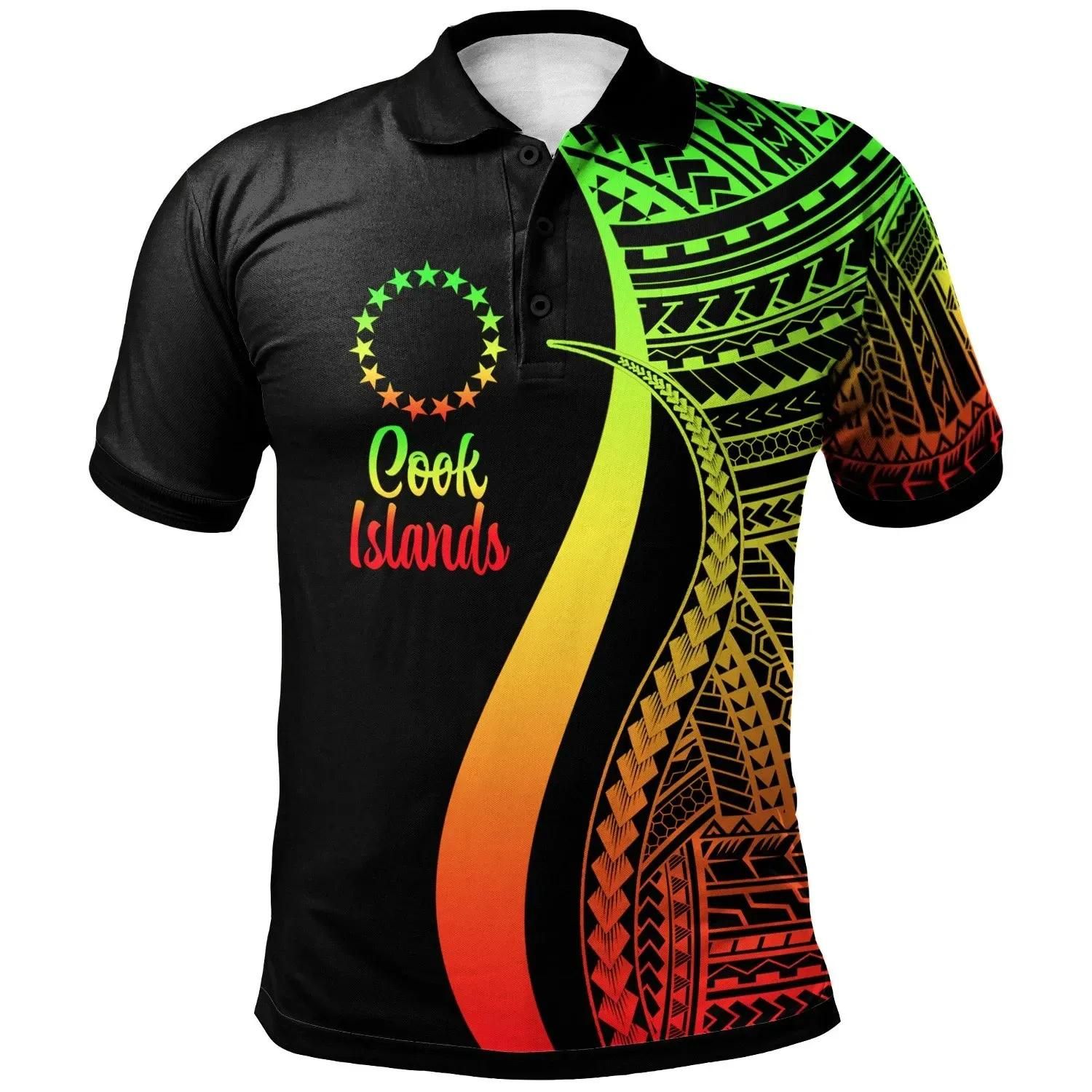 Cook Islands Polo Shirt Reggae - Polynesian Tentacle Tribal Pattern - BN11 Cook Islands Polo Shirt Reggae - Polynesian Tentacle Tribal Pattern - BN11