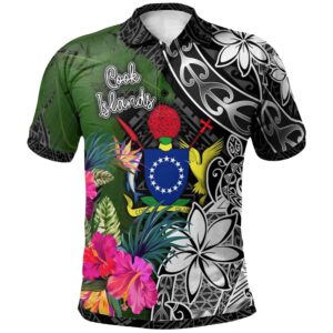 Cook Islands Polo Shirt - Turtle Plumeria Banana Leaf - BN11