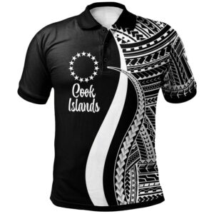 Cook Islands Polo Shirt White - Polynesian Tentacle Tribal Pattern - BN11