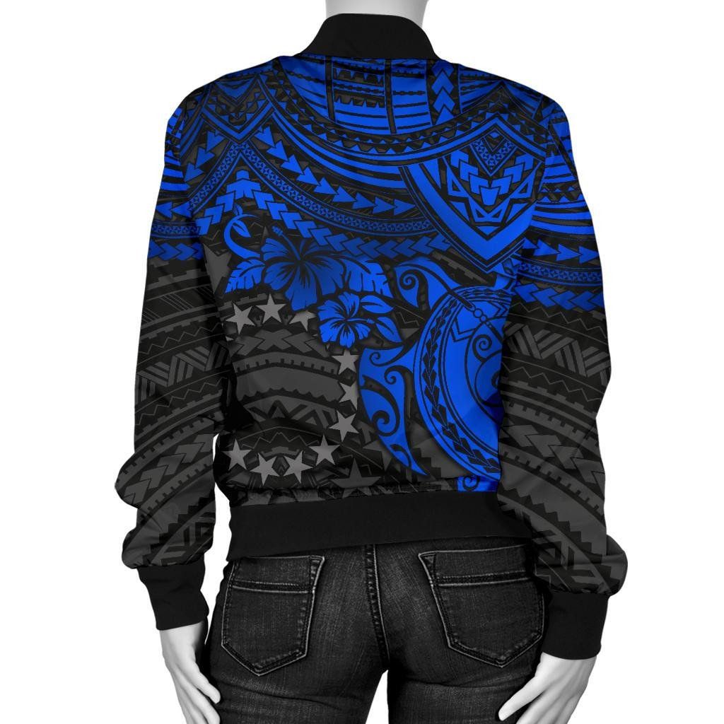 Cook-Islands-Polynesian-Bomber-Jacket-Women-Blue-Turtle-BN15-Bomber-Jacket-1