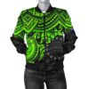 Cook Islands Polynesian Bomber Jacket (Women) - Green Turtle - BN15 Bomber Jacket