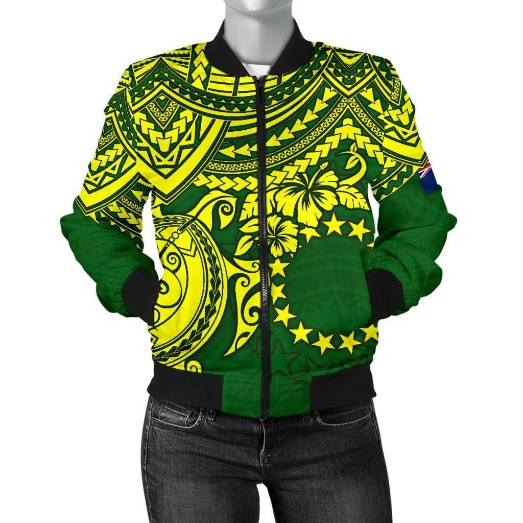 Cook Islands Polynesian bBomber Jacket (Women) - bPolynesian Turtle - BN15 Bomber Jacket Cook Islands Polynesian bBomber Jacket (Women) - bPolynesian Turtle - BN15 Bomber Jacket