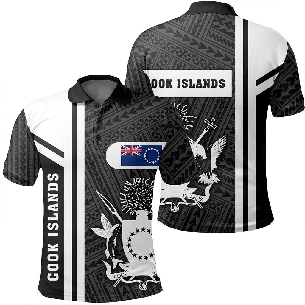 Cook Islands White Polo Shirt- Boba Style - AH - J14 Cook Islands White Polo Shirt- Boba Style - AH - J14