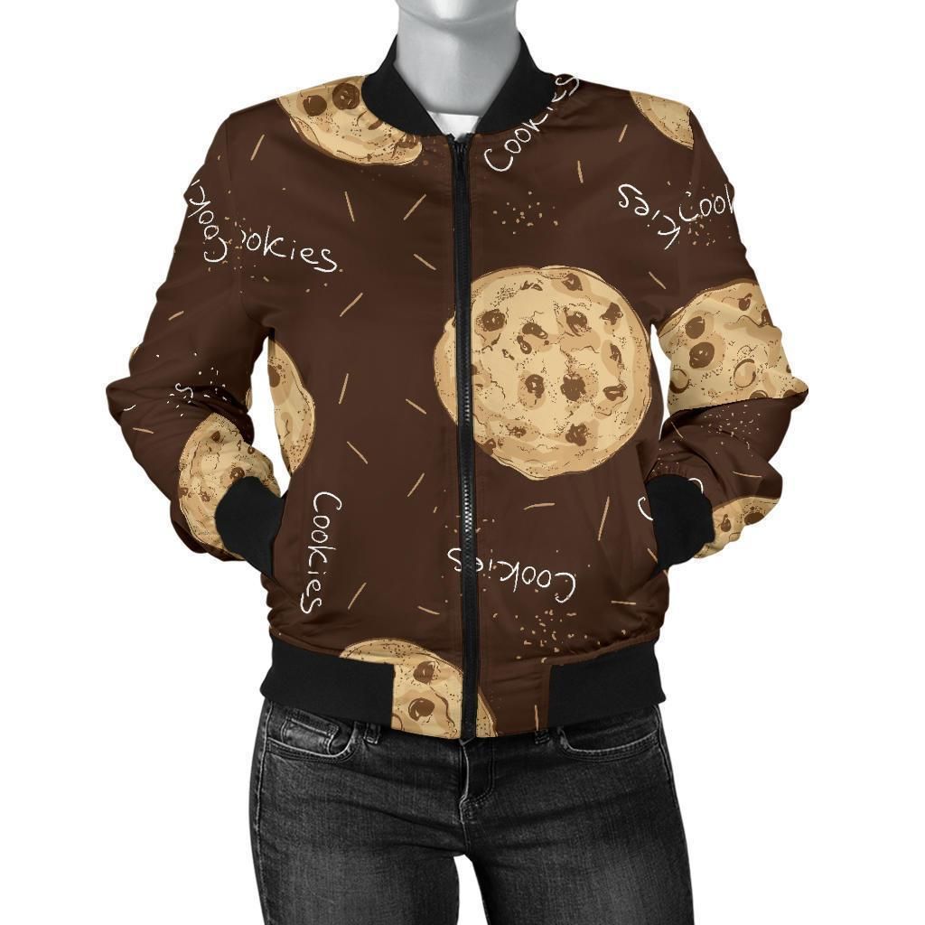 Cookie-Pattern-Print-Women-Casual-Bomber-Jacket-1