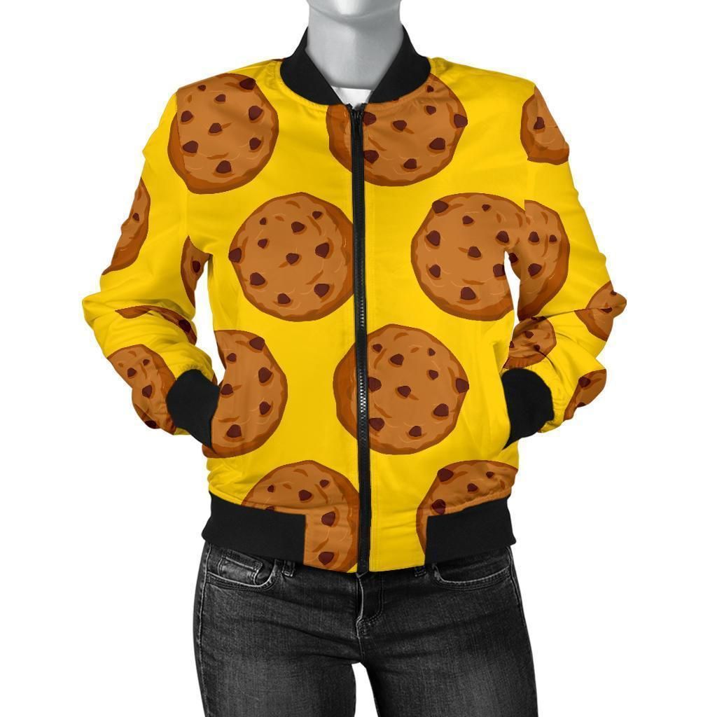 Cookie-Print-Pattern-Women-Casual-Bomber-Jacket-1