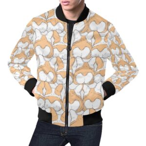 Corgi Butt Pattern Print Mens Bomber Jacket