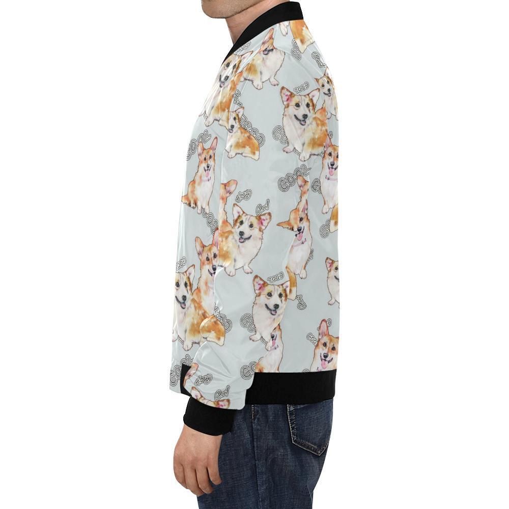 Corgi-Gray-Pastel-Pattern-Print-Mens-Bomber-Jacket-1