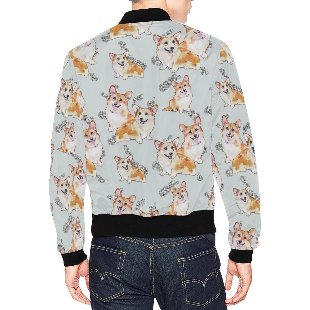 Corgi-Gray-Pastel-Pattern-Print-Mens-Bomber-Jacket-2