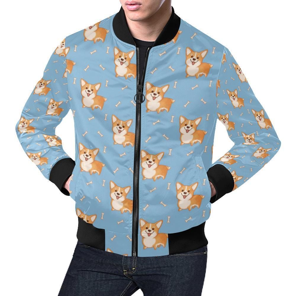Corgi Pattern Print Mens Bomber Jacket Corgi Pattern Print Mens Bomber Jacket