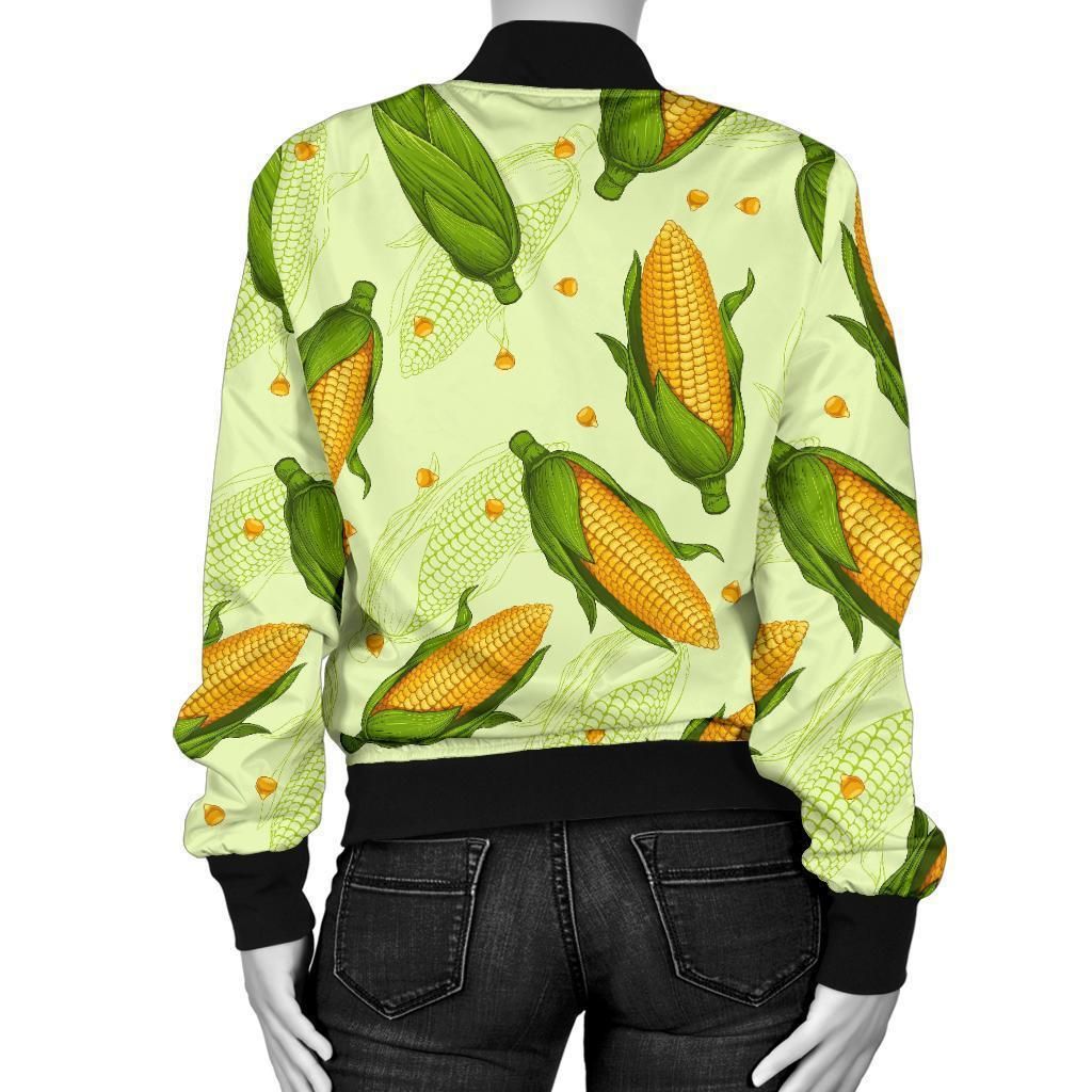 Corn-Pattern-Print-Women-Casual-Bomber-Jacket-2