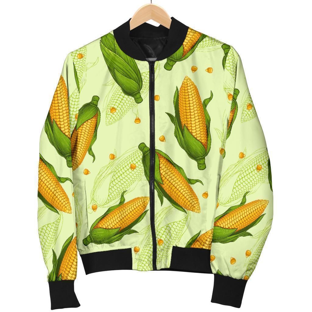 Corn Pattern Print Women Casual Bomber Jacket Corn Pattern Print Women Casual Bomber Jacket