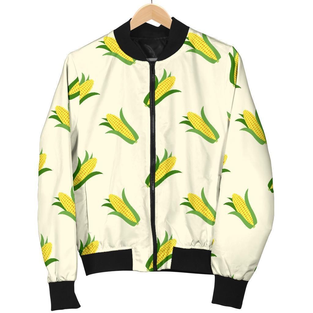 Corn Print Pattern Women Casual Bomber Jacket Corn Print Pattern Women Casual Bomber Jacket