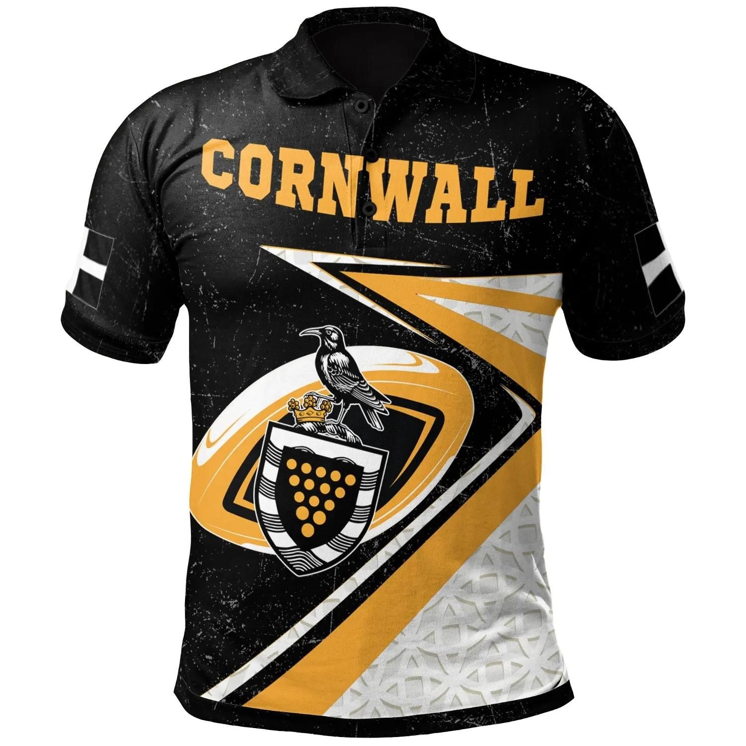 Cornwall Rugby Polo Shirt- Celtic Cornwall Rugby Ball - BN22 Cornwall Rugby Polo Shirt- Celtic Cornwall Rugby Ball - BN22
