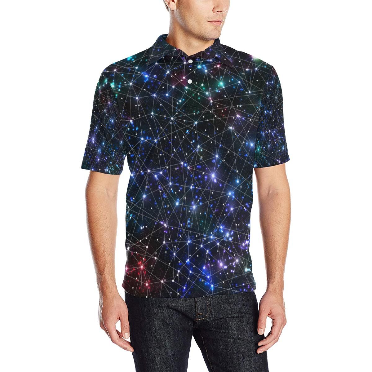 Cosmic Pattern Print Design 01 Men Polo Shirt Cosmic Pattern Print Design 01 Men Polo Shirt