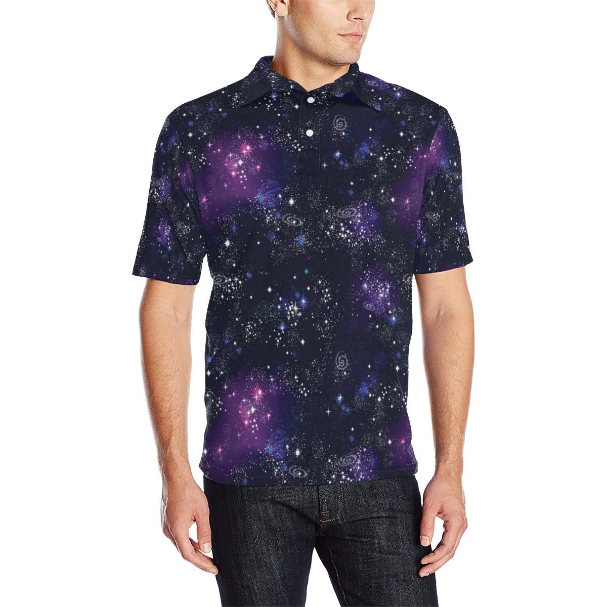 Cosmic Pattern Print Design 03 Men Polo Shirt Cosmic Pattern Print Design 03 Men Polo Shirt