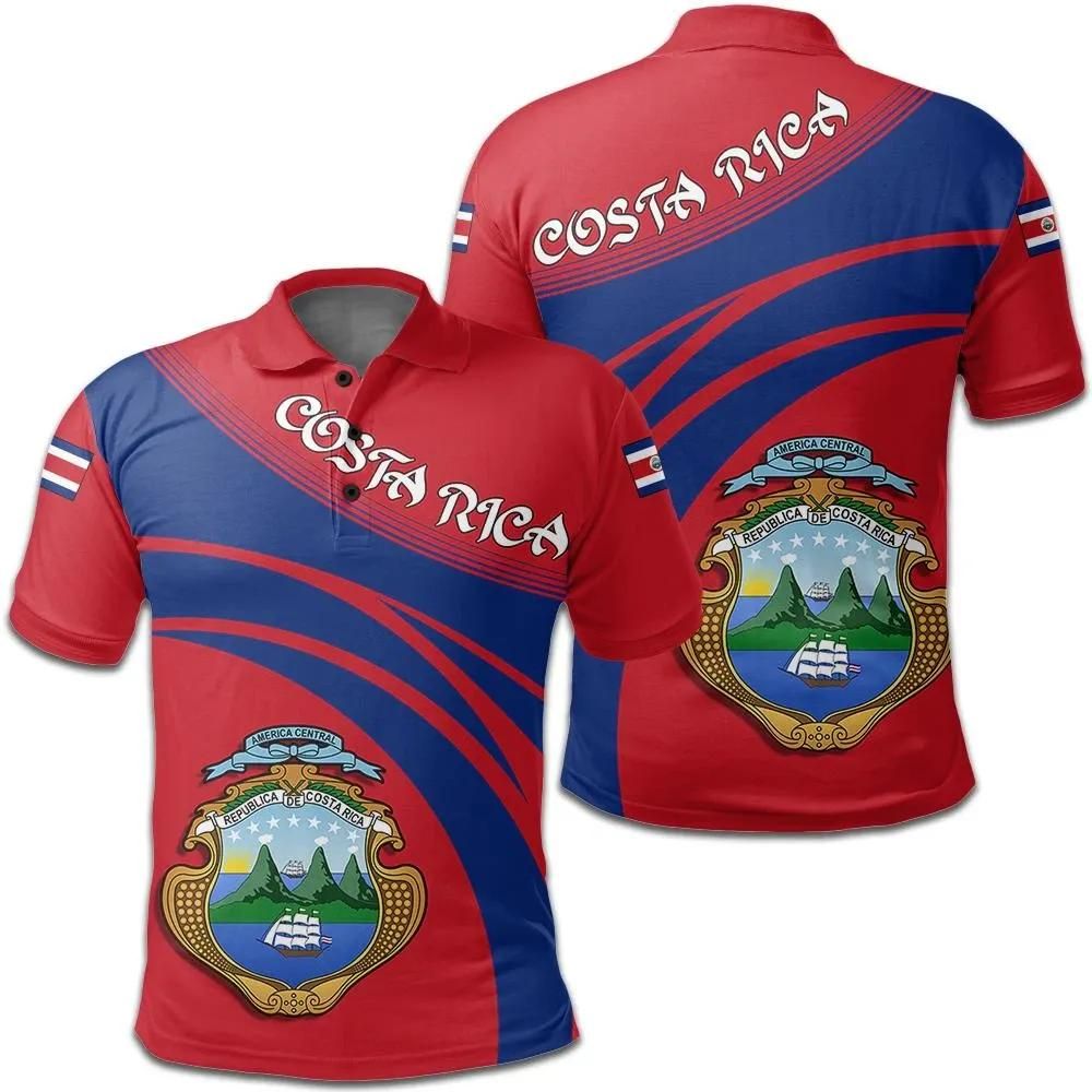 Costa Rica Coat Of Arms Polo Shirt Cricket Style J5W Costa Rica Coat Of Arms Polo Shirt Cricket Style J5W