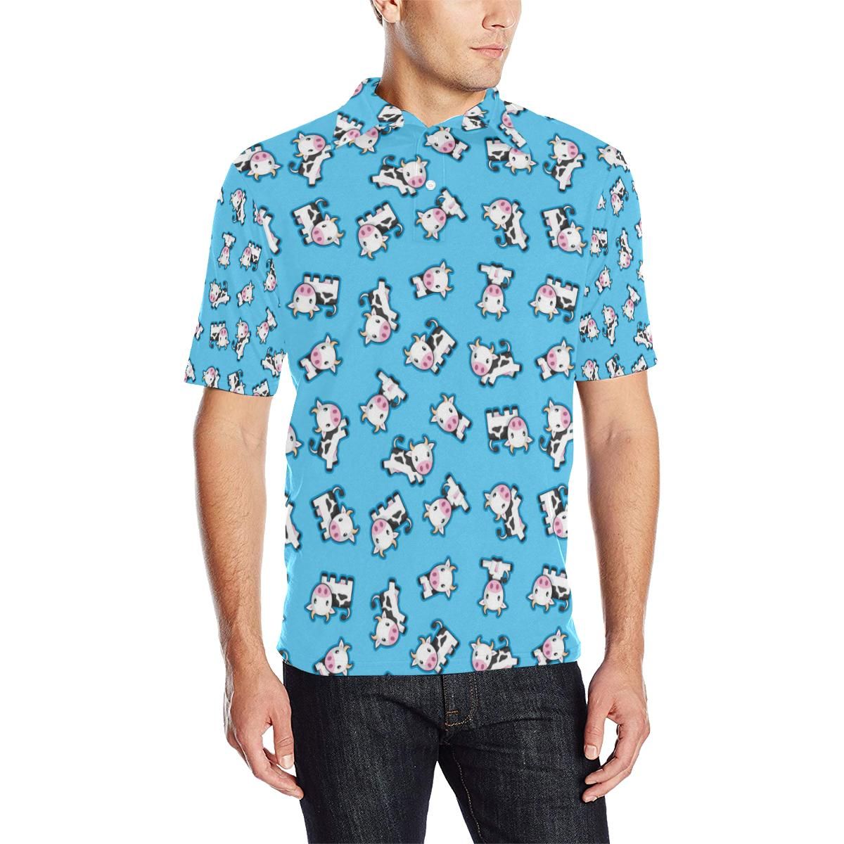 Cow Pattern Print Design 01 Men Polo Shirt Cow Pattern Print Design 01 Men Polo Shirt