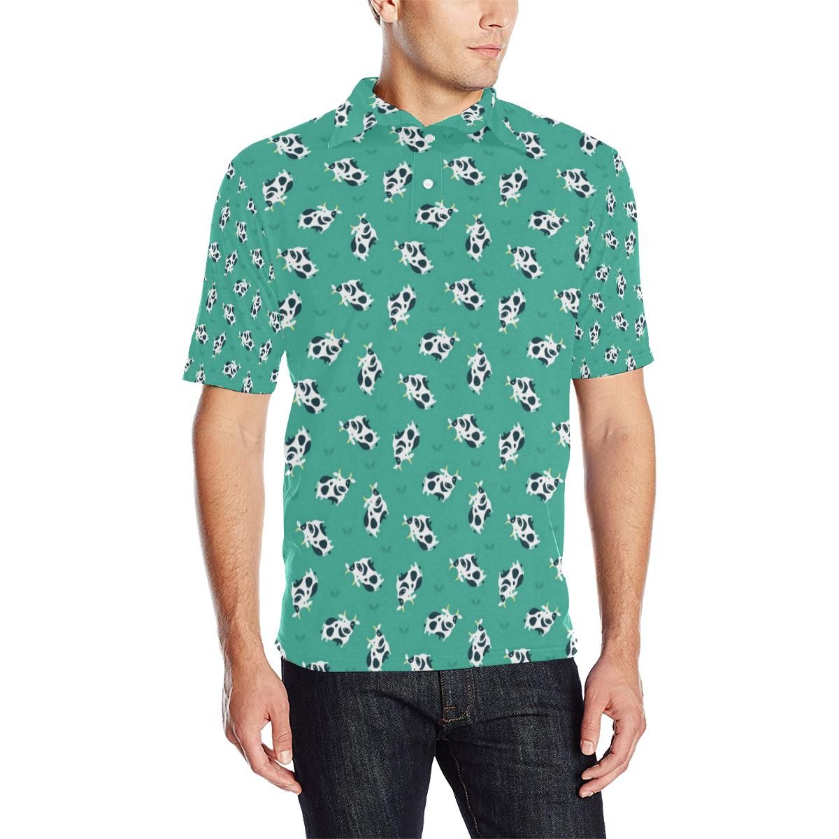 Cow Pattern Print Design 03 Men Polo Shirt Cow Pattern Print Design 03 Men Polo Shirt