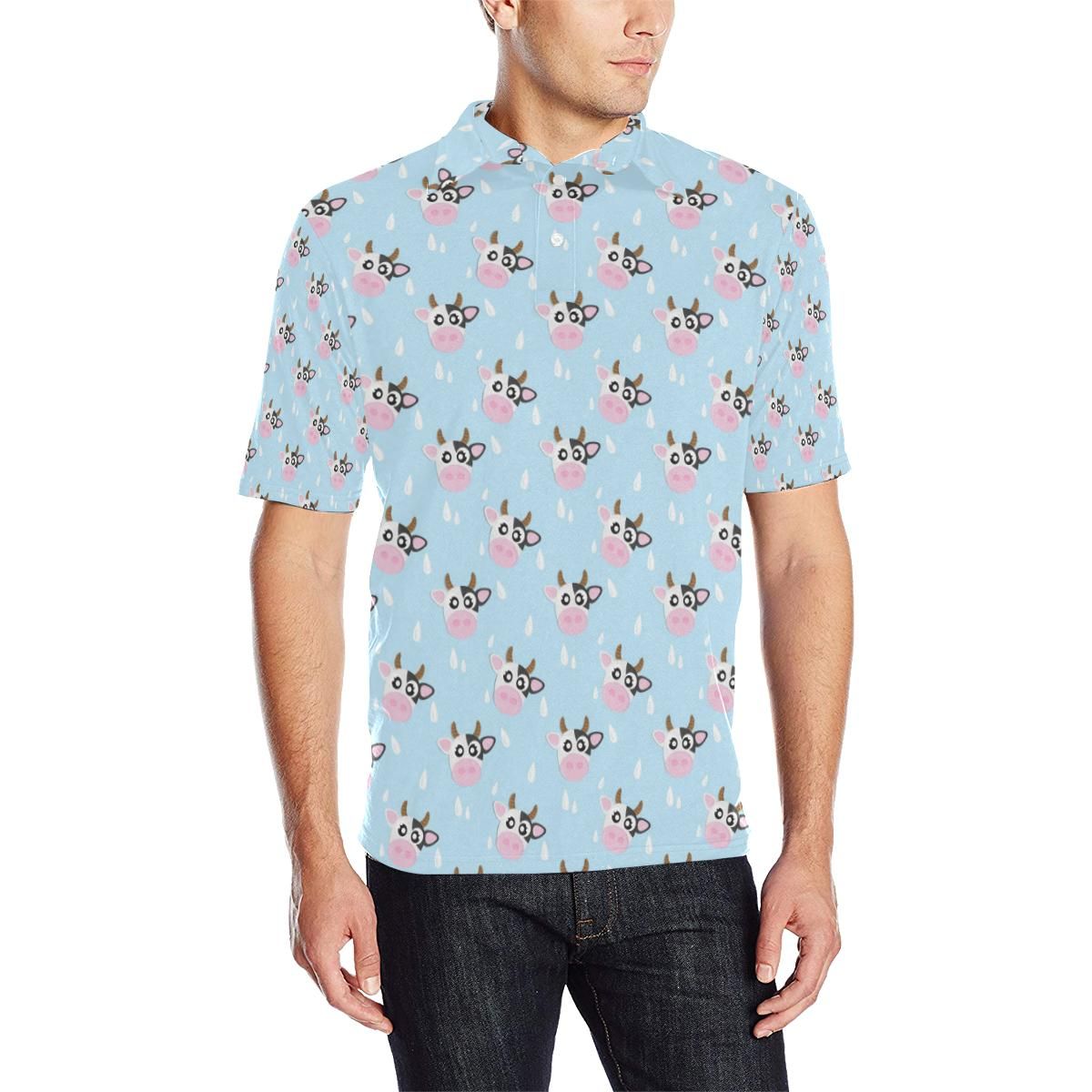 Cow Pattern Print Design 07 Men Polo Shirt Cow Pattern Print Design 07 Men Polo Shirt