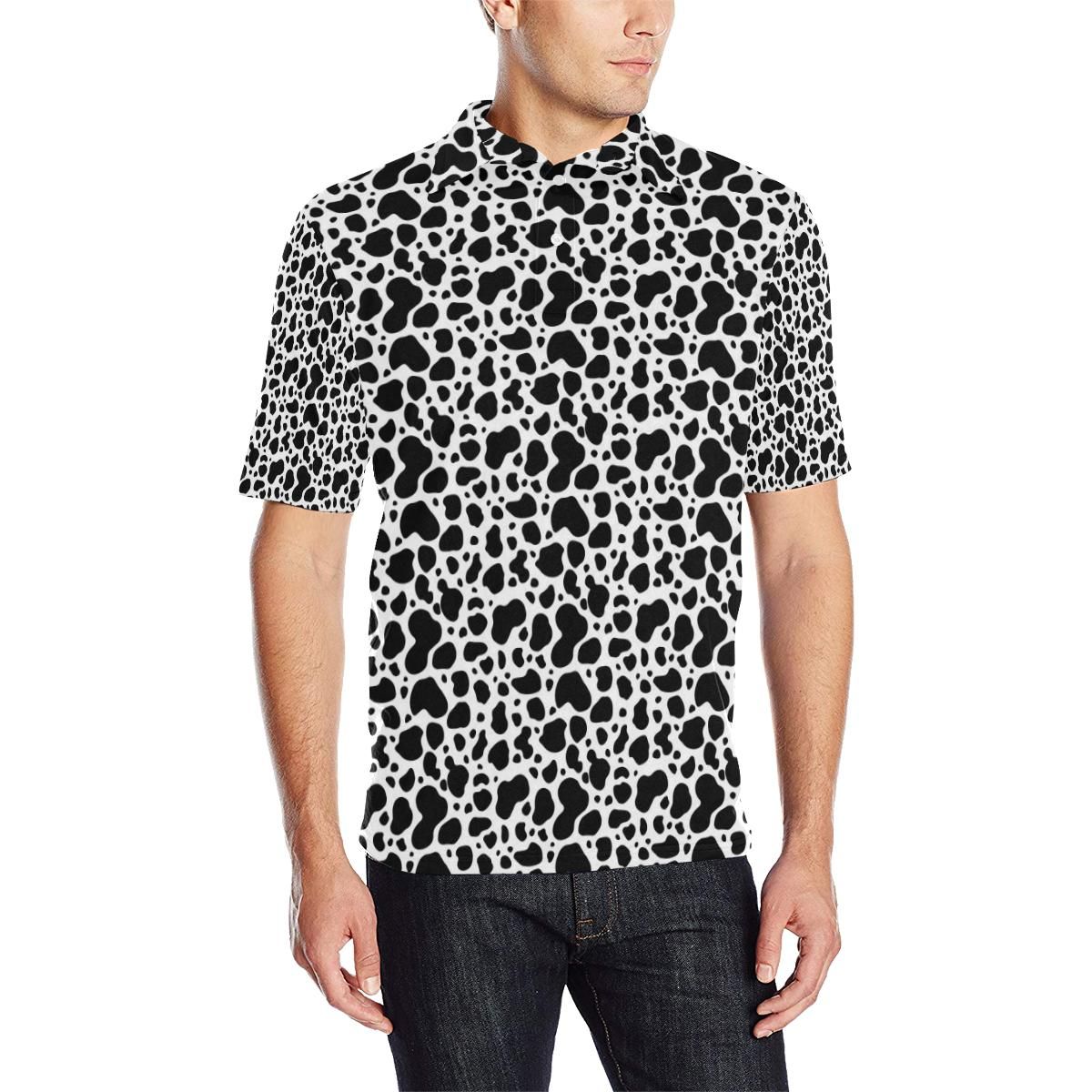 Cow Skin Pattern Print Design 04 Men Polo Shirt Cow Skin Pattern Print Design 04 Men Polo Shirt