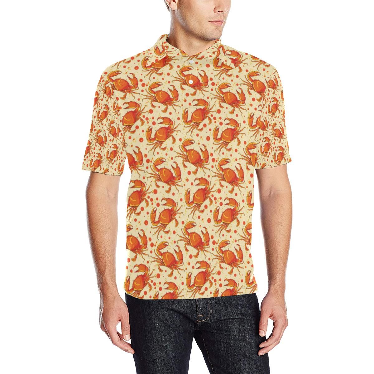 Crab Pattern Print Design 01 Men Polo Shirt Crab Pattern Print Design 01 Men Polo Shirt