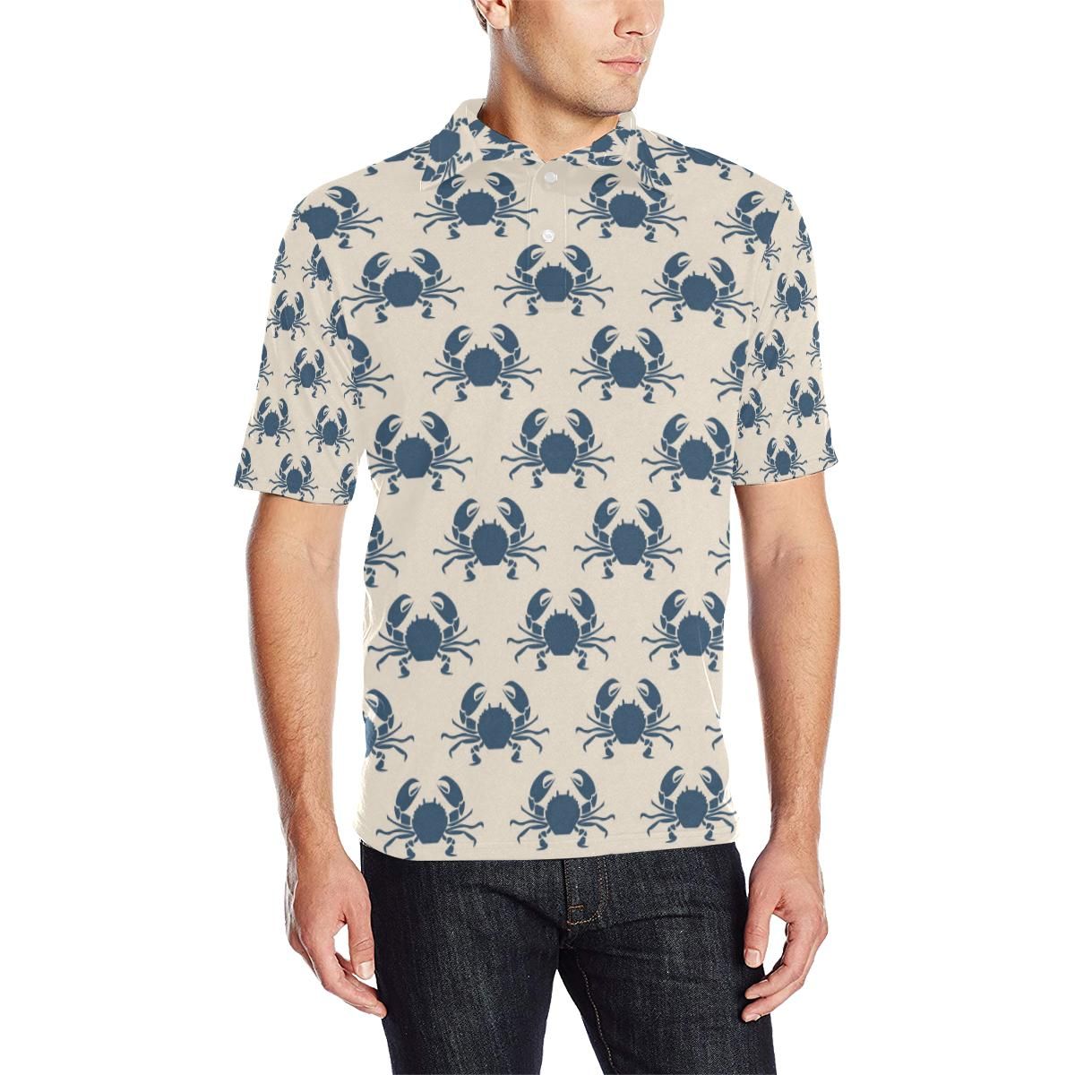 Crab Pattern Print Design 02 Men Polo Shirt Crab Pattern Print Design 02 Men Polo Shirt