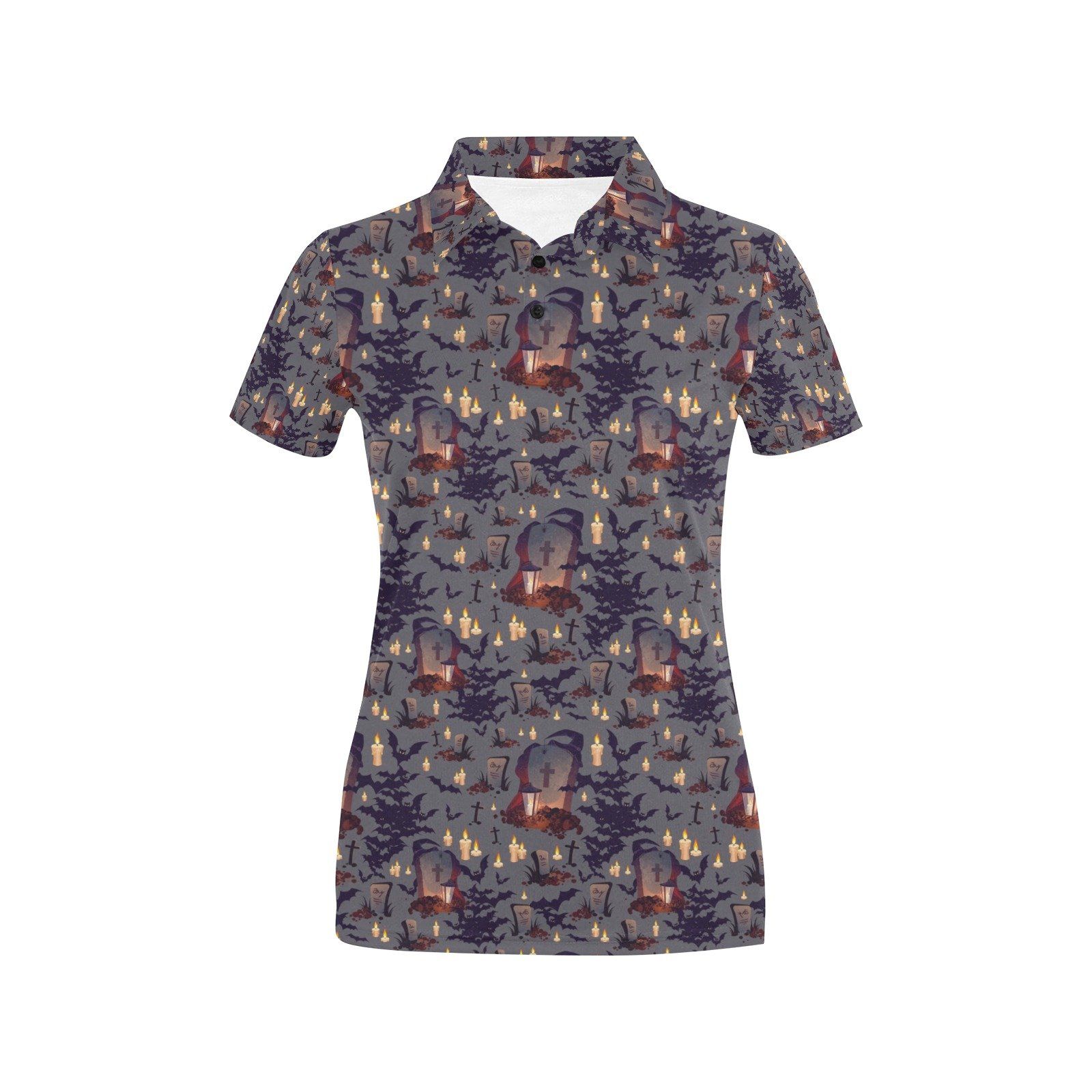 Creepy Graveyard Print Design Lks301 Women'S Polo Shirt Creepy Graveyard Print Design Lks301 Women'S Polo Shirt