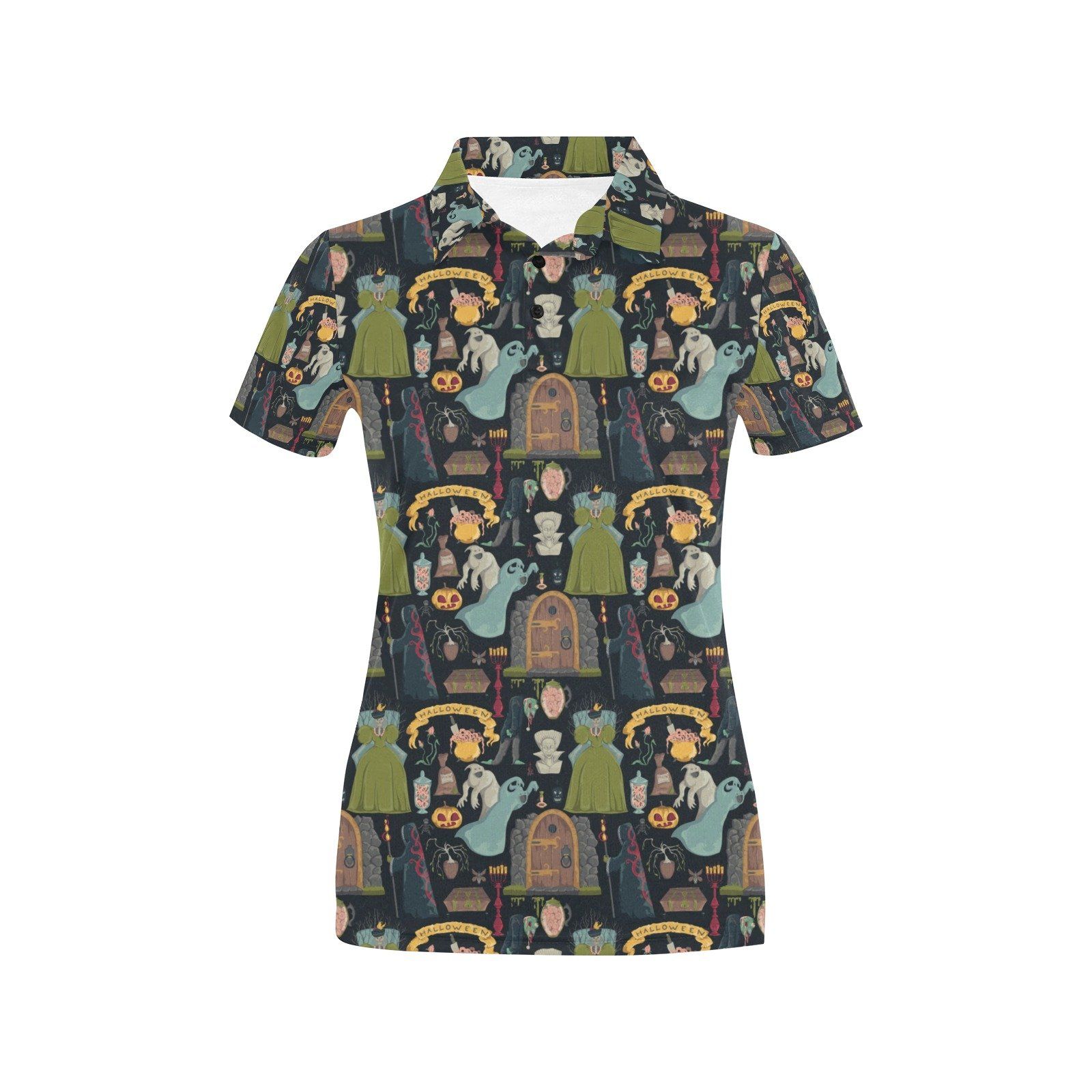 Creepy Halloween Print Design Lks304 Women'S Polo Shirt Creepy Halloween Print Design Lks304 Women'S Polo Shirt