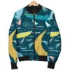 Crocodile Cartoon Pattern Print Women Casual Bomber Jacket
