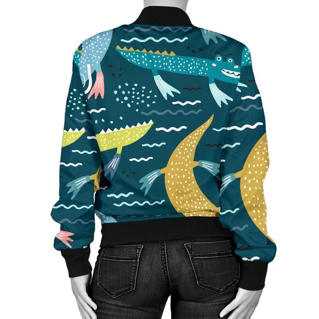 Crocodile-Cartoon-Pattern-Print-Women-Casual-Bomber-Jacket-2