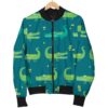 Crocodile Print Pattern Women Casual Bomber Jacket