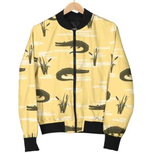 Crocodile River Print Pattern Women Casual Bomber Jacket