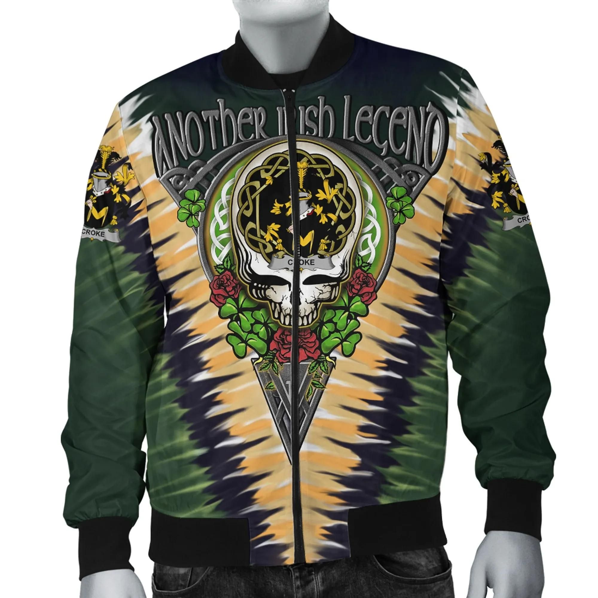 Croke Ireland Bomber Jacket - GD Irish Legend Shamrock V Tie-Dye A7 Bomber Jacket Croke Ireland Bomber Jacket - GD Irish Legend Shamrock V Tie-Dye A7 Bomber Jacket